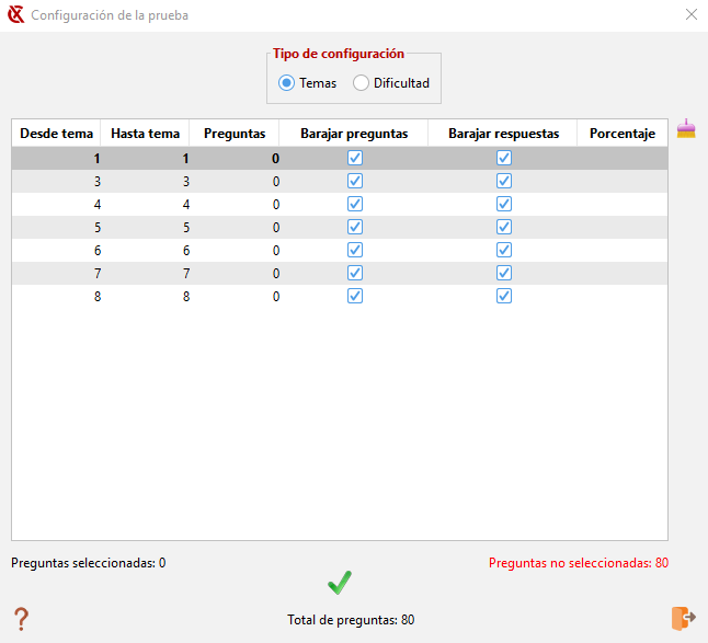 Configuración prueba